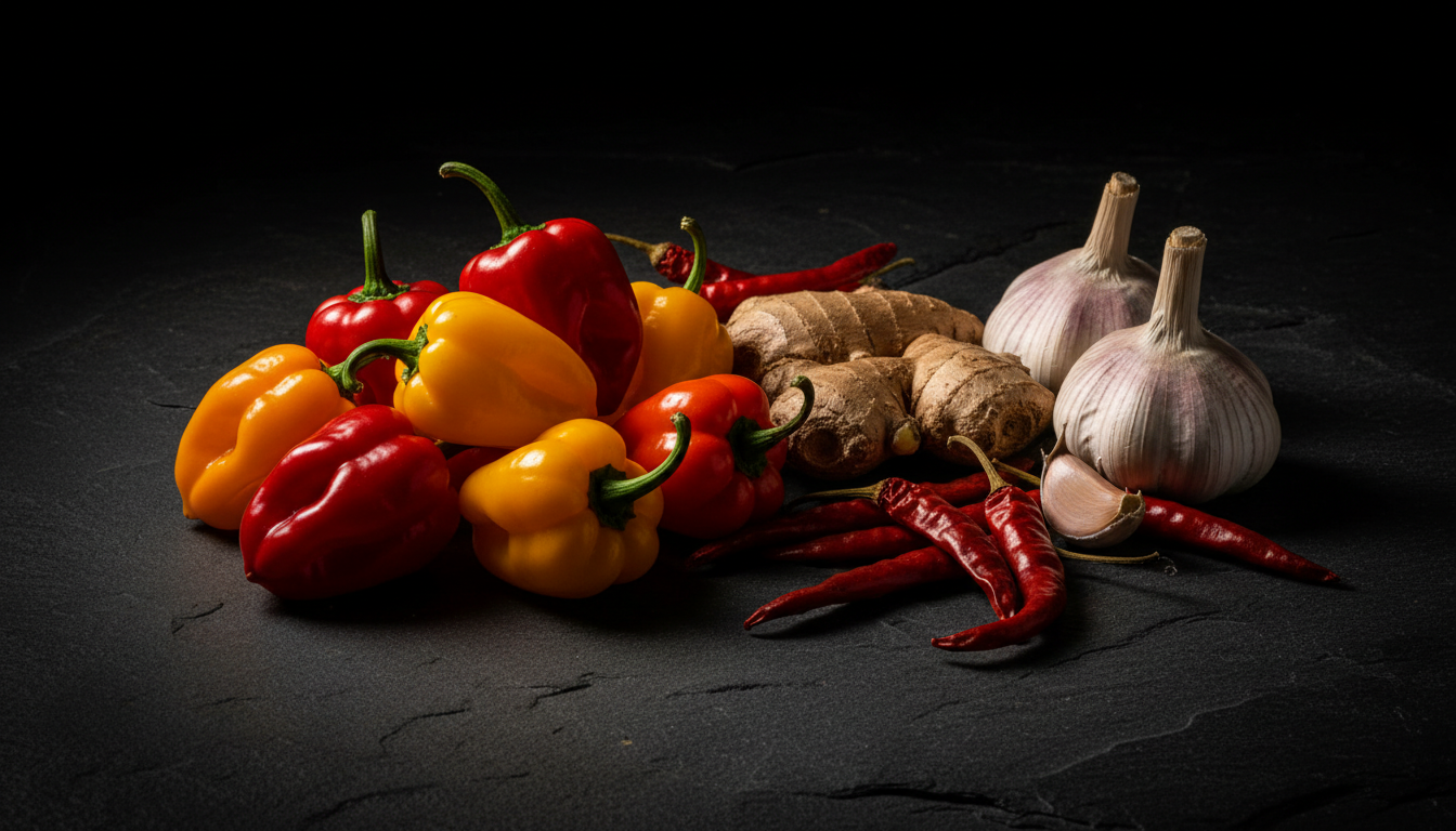 Ingredients on a dark surface